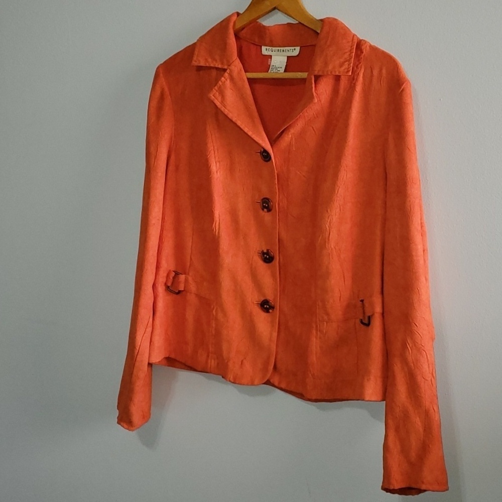Lightweight orange comfy Requirements jacket size large orange blazer embossed - Picture 12 of 16